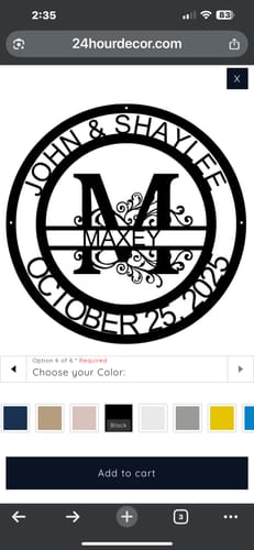 Tammy C. review of Custom Metal Family Established Monogram Wall Art - 20+ Color Options image 1 out of 1