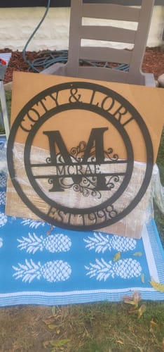 Customer photo review of Custom Metal Family Established Monogram Wall Art - 20+ Color Options