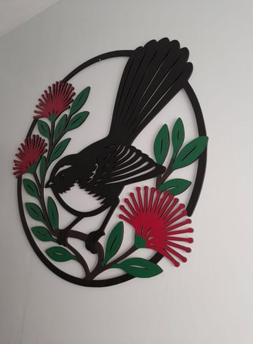 Customer photo review of Fantail and Pohutukawa Circle Wall Art