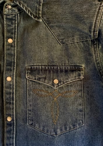 Customer photo review of 1950s Slub Denim Western Shirt