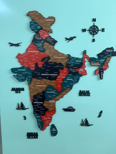Customer photo review of Tortila Wooden India Map for wall | Wooden India map wallart | Map of India |