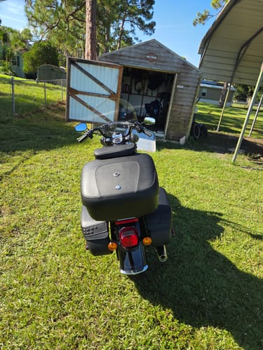 Customer photo review of 44L - Premium Extra Large Leather Wrapped Hard Motorcycle Trunk