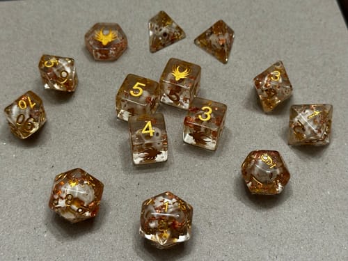 Customer photo review of Mystery Hoard - 10 Dice Set Bundle + 1 RPG Accessory