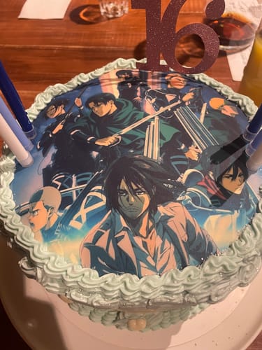 Customer photo review of 20 cm Pre-cut Circle Custom Edible Icing Image