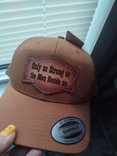Customer photo review of Premium Custom Leather Patch Hats (Wholesale)