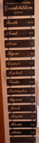 Customer photo review of Custom Name Slat (Add On For Existing Sign)|2024 Version Engraved Design