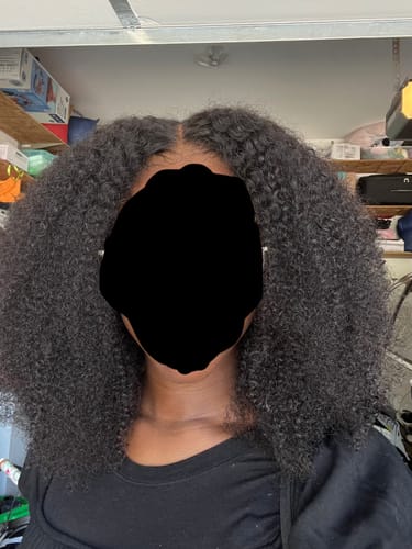 Customer photo review of CurlyMe Pre-bleached Wear Go Glueless Afro Kinky Curly Pre-cut HD Lace Wig Pre-plucked