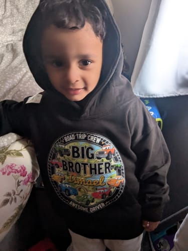 Customer photo review of Children's College hoodie