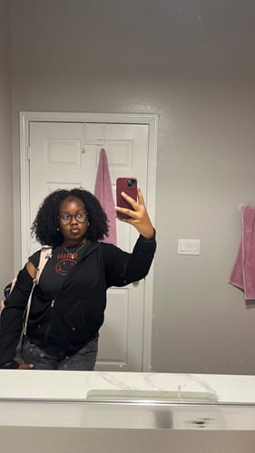 Customer photo review of CurlyMe 3 In 1 Half Wig Afro Kinky Curly Glueless Install Half Wig With Draw-string Beginner Friendly