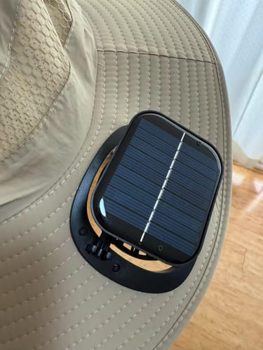 Customer photo review of Dual Fan Wide Brim Hat with Solar Charging
