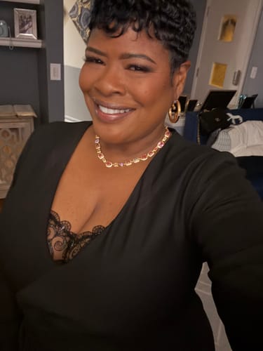 Customer photo review of Amour Pink Solstice Gemstone Necklace