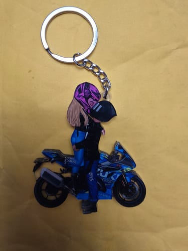 Customer photo review of Kissing Doll Motorcycle Couple - Personalized Keychain