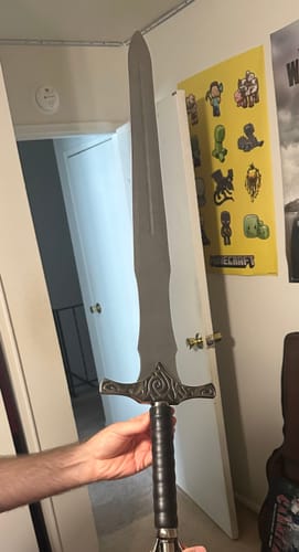Customer photo review of 42" Iron Greatsword (Spring Steel & D2 Steel Battle Ready Versions are Available) from Elder Scrolls Skyrim with Wall Plaque & Sheath
