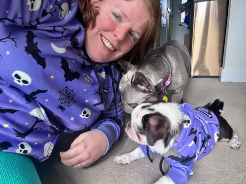Customer photo review of Halloween Dog Hoodie - Purple