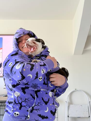 Customer photo review of Halloween Dog Hoodie - Purple