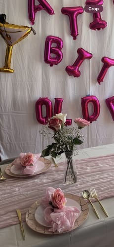 Customer photo review of Round Blush • Gold Lattice Pattern Plastic Plates | 10 Pack