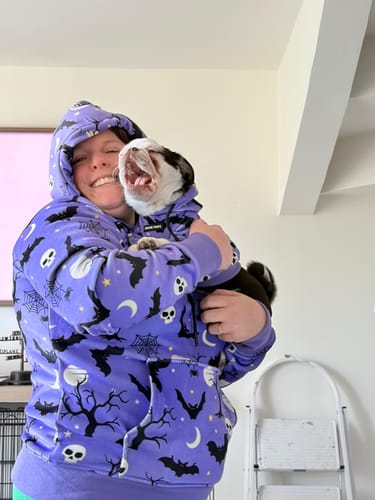 Customer photo review of Halloween Dog Hoodie - Purple