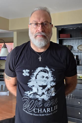 Customer photo review of We Are Charlie Commemorative T-Shirt
