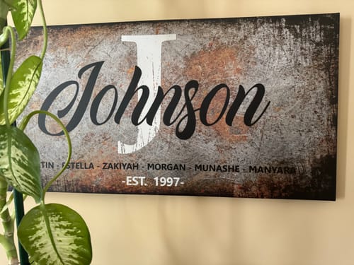 Customer photo review of Family Last Name Sign
