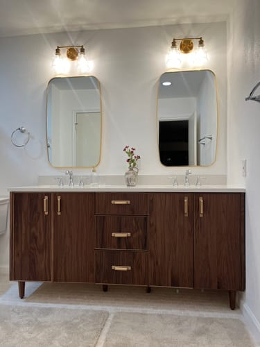 Customer photo review of Malibu 72" American Black Walnut Bathroom Vanity, Double Sink