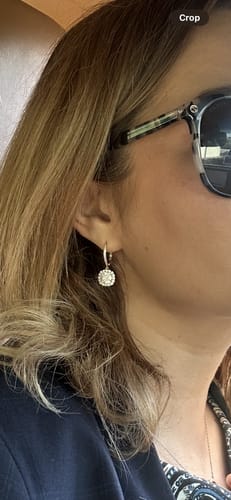 Customer photo review of Halo Cushion CZ Leverback Earrings in Sterling Silver