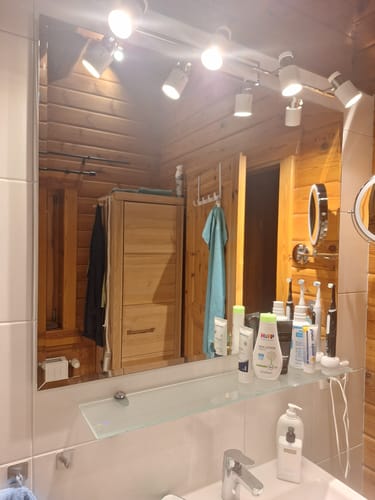 Customer photo review of Glasregal Badezimmer Glasablage, Badregal 8mm Hartglas, AURA, Chrom Glanz, Satiniertes Glas