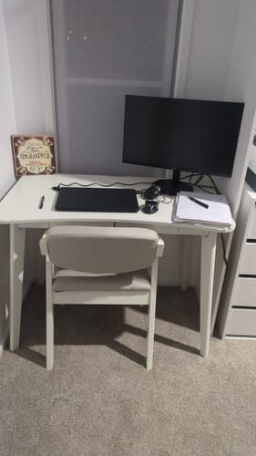 Customer photo review of Draylen White Solid Wood Study Desk with Drawers /Rubberwood/Curved/0.8M/1M/1.2M