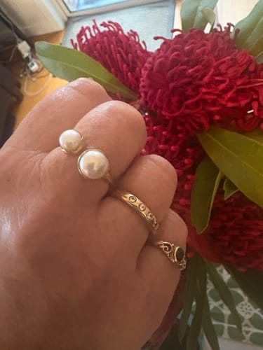 Customer photo review of DOUBLE PEARL RING - GOLD