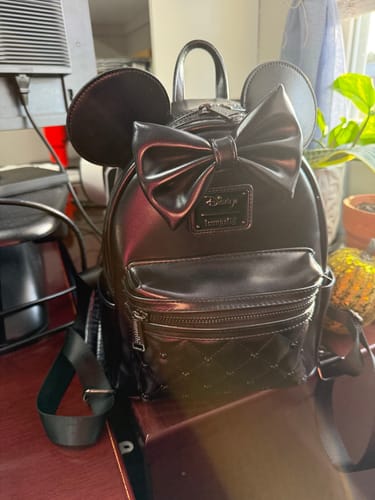 Customer photo review of Loungefly Disney The Minnie Mouse Classic Series Mini Backpack: Midnight Iridescent - 707 Street Exclusive