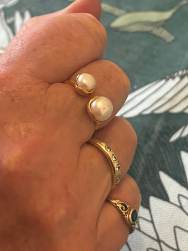Customer photo review of DOUBLE PEARL RING - GOLD