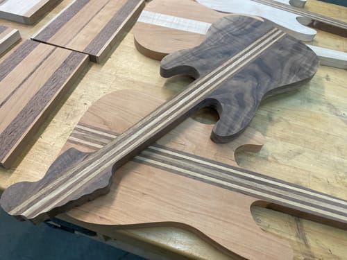 Customer photo review of 23.0x9.0" Stratocaster Guitar Serving Board Acrylic Router Template