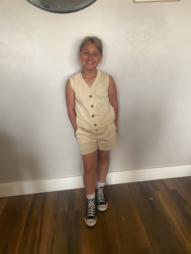 Customer photo review of sweater vest set - cream