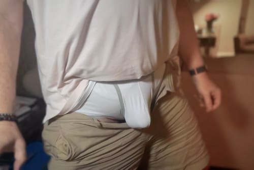 Customer photo review of 2 Pack Men's Separated Ball Pouch Trunks With Fly