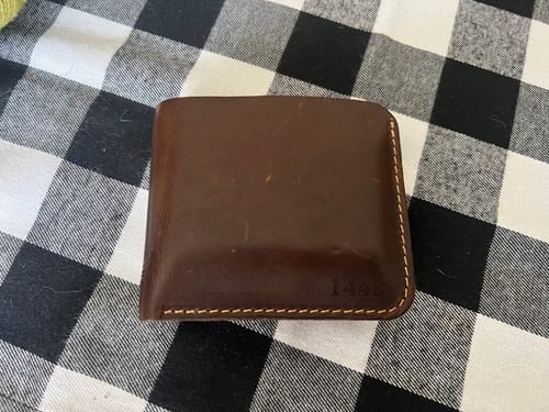 Customer photo review of Badge Bifold Wallet - Walnut Brown