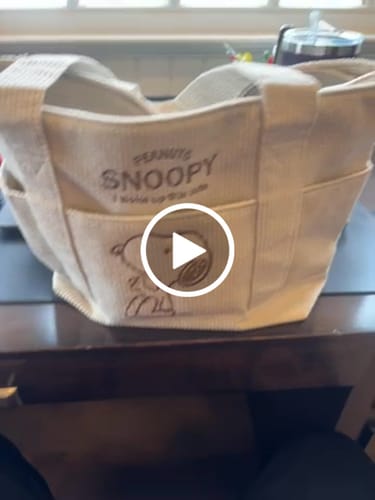 Customer video review of Peanuts Snoopy Corduroy Tote Bag - I Woke Up This Cute (4 Colors)