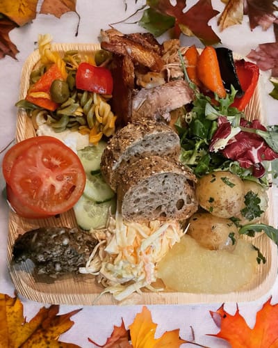 Customer photo review of 10" (25cm) Square Compostable Palm Leaf Plates