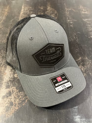 Customer photo review of Custom Leather Patch Trucker Hat - Richardson 115
