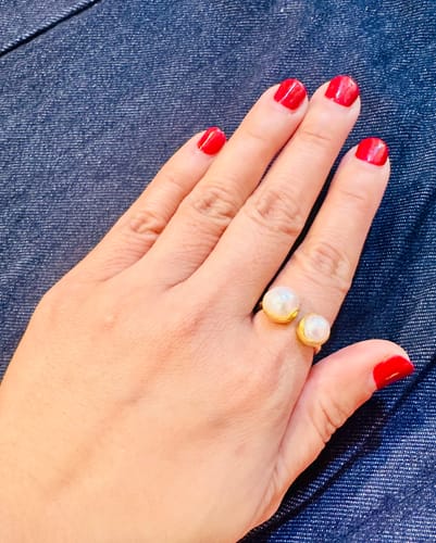 Customer photo review of DOUBLE PEARL RING - GOLD