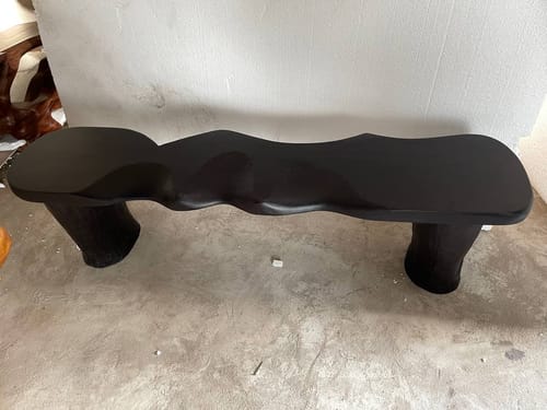 Customer photo review of Contemporary Sculptural Wood Bench For Modern Living Room Or Gallery