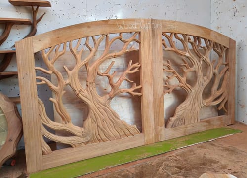 Customer photo review of Rustic Tree Branch Gate Design For Garden Entrance