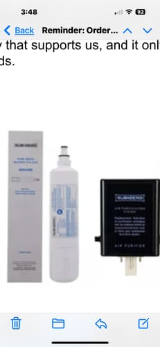 Customer photo review of Sub Zero 4204490 Water Filter & 7042798 Cartridge Combo Pack