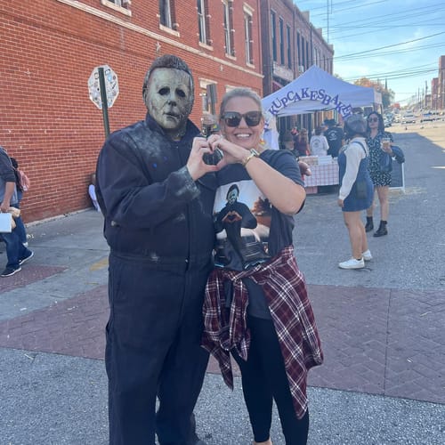 Customer photo review of Michael Myers Halloween Heart Hands T-Shirt/Sweatshirt/Hoodie