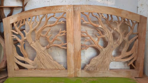 Customer photo review of Rustic Tree Branch Gate Design For Garden Entrance