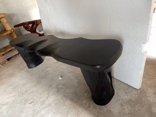 Customer photo review of Contemporary Sculptural Wood Bench For Modern Living Room Or Gallery