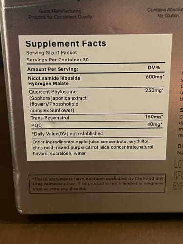 Customer photo review of NAD+ Berry Flavor Drink Mix