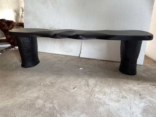 Customer photo review of Contemporary Sculptural Wood Bench For Modern Living Room Or Gallery