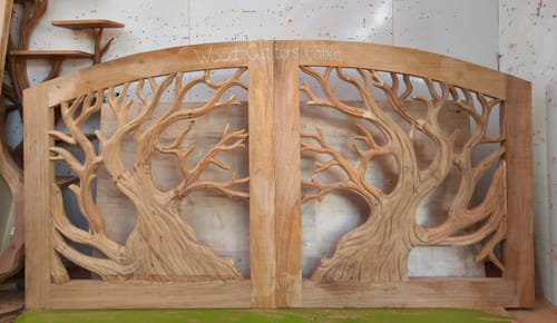 Customer photo review of Rustic Tree Branch Gate Design For Garden Entrance