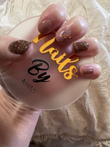 Customer photo review of D1488 Chestnut Bloom Brown Flake Dip Powder