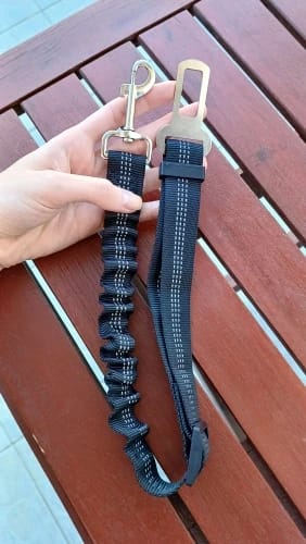 Customer photo review of SafeRide™ Adjustable Dog Car Seat Belt – Pet Safety Harness Clip for Cars