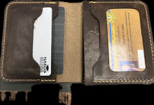 Customer photo review of Minimalist Badge Wallet